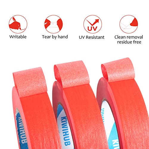Red Painters Tape,0.7" x 60 Yards x 3 Rolls (180 Yards Total) - color: Red, size: 0.7", 60 yards