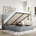 Allewie Full Size Lift Up Hydraulic Storage Bed Frame Blue Grey - color: Blue Grey, size: Full, style: Modern