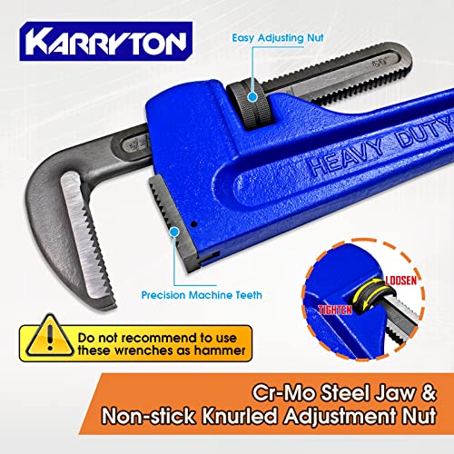60 Inch Pipe Wrench, Cr-Mo Jaw Opening 9"/228mm Adjustable Heavy Duty Cast Iron Straight Handle Plumbing Wrench, Perfect Plumbers Tool for Oil Field, Plumbing, Construction and Mechanics - size: 60-IN, style: Straight