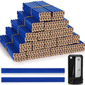 Honoson 200 Pcs Flat Construction Pencils with Printed Ruler Wood Graphite 2 Pcs Carpenter Pencil Sharpener for Woodworking Marking Tool(Blue) - color: Blue