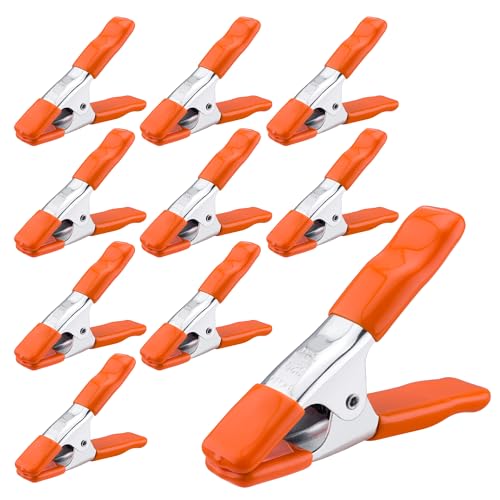 PONY 4" Heavy Duty Metal Spring Clamps with Protective Tips, 10-Piece | 1" Jaw Opening, Protective Handles and Tips, Metal Spring Clamps for Woodworking and DIY Projects - size: 4 Inch 10-Piece