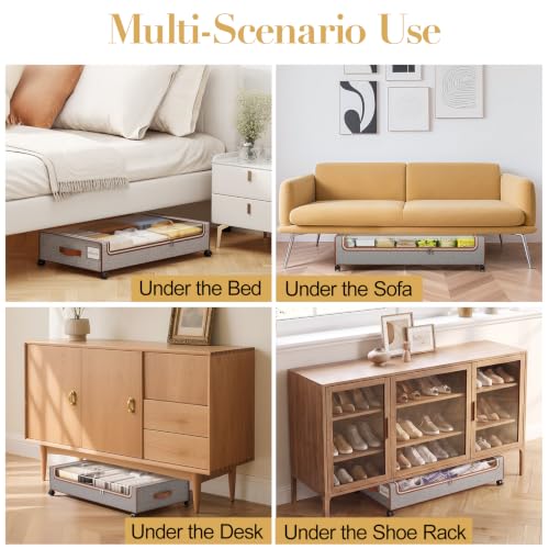 Yecaye 60L Under Bed Storage with Wheels, 2 Pack, Greige - color: Greige, size: 2 Pack