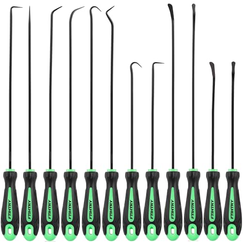 FTIHTRY 12-Piece Pick and Hook Tools Set, Pick Tool Set Car Auto Oil Seal/O-Ring Seal Gasket Pick Hooks Puller Remove, Long and Mini Pick Tool Set - style: 12-Piece