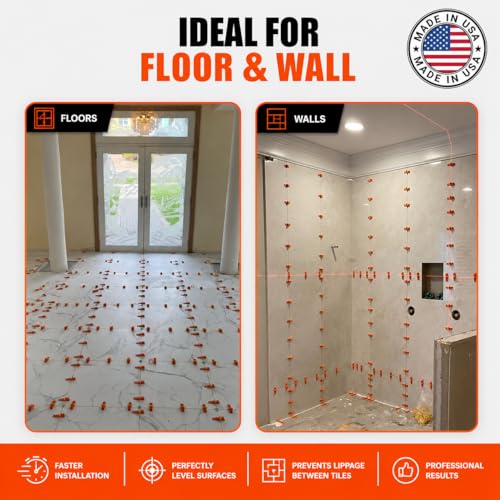 Tile Leveling System 3/16" – Professional & DIY Tile Installation Tools – Includes 2000 PCS Tile Leveling Clips Only for Secure Floor & Wall Tile Setting – Only Clips - MADE IN USA - size: 2000 Pcs 3/16"