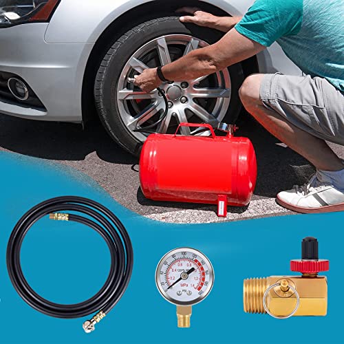 5 Feet Air Tank Repair Kit w/Safety Valve,Performance Tool W10058 Air Tank Repair Kit,Air Tank Valve Kit with Pressure Gauge and 5 Feet Air Tank Hose Assembly kit for Portable Carry Tank - size: 1PC 5 Feet Air Tank Repair Kit