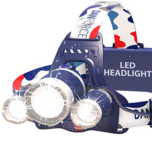 DanForce Headlamp. USB Rechargeable LED Head Lamp. Ultra Bright LUMINUS 1080 Lumen Headlamp Flashlight + Red Light. HeadLamps for Adults, Camping, Outdoors & Hard Hat Light. Zoomable IPX54 Headlight - color: Apollo