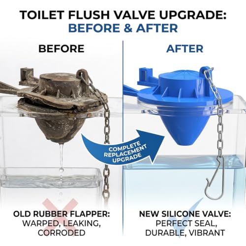 2 Pack 2 Inch Universal Toilet Flapper Replacement Kit, Silicone Rubber Toilet Stopper Flapper with Stainless Steel Chain, Water Saving Easy Install Fit for Popular Brands Toilet Tank Repair