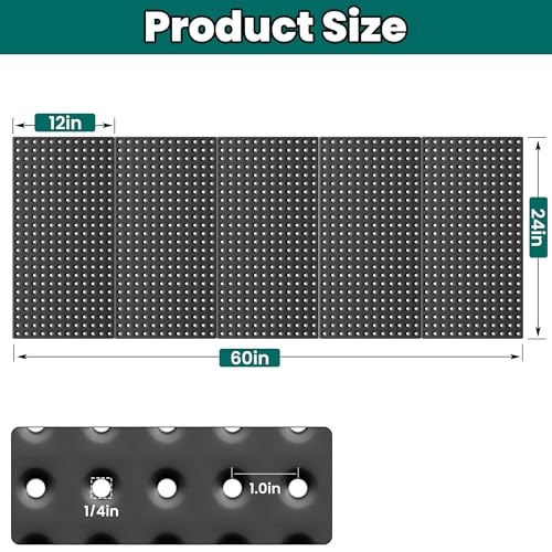 EVERHANGER Metal Pegboard Panels 24" x 12", Heavy Duty Peg Board for Garage - size: 5 Pack 24" x 12"