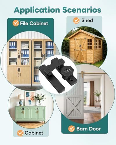Keyless 90/180 Degree Sliding Barn Door Lock Latch, Black-2PCS - color: Black-2PCS