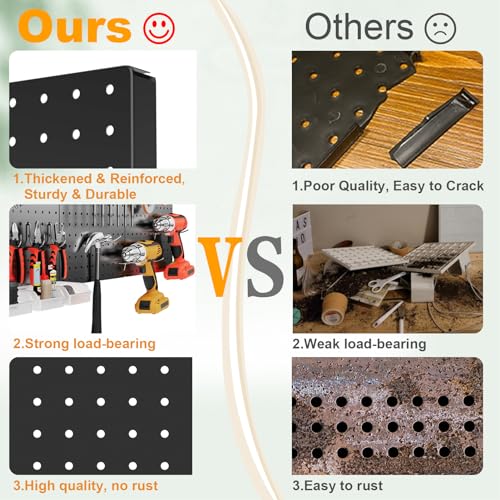 FZK Peg Board Wall Organizer Kit. Heavy Duty, 82PCS Metal Pegboard, Black, 36 * 24 - color: 82PCS-Black Pegboard Kit