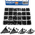NINDEJIN M2 M3 M4 M5 Hex Socket Head Cap Screw Bolts Nuts and Washer Assortment Kit, 1060PCS Black Machine Screws Set, 12.9 Carbon Steel Small Metric Screws with 4PCS Allen Wrenches - size: M2 M3 M4 M5 1060