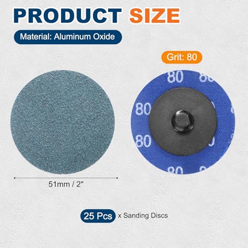 25 Pcs 2" 80 Grit Quick Change Surface Conditioning Discs | Aluminum Oxide Die Grinder Sanding Disc for Surface Prep Deburr Polish Rust Paint Removal, Blue - size: 2" (80 Grit)