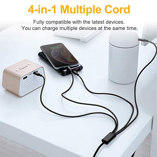 Multi Charging Cable, 2Pack 4FT 4 in 1 Charging Cable for Multiple Devices - color: Black