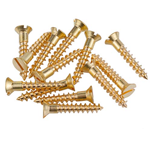 #5 x 5/8" Solid Brass Flat Countersunk Head Slot Drive Wood Screws | Pack of 25 | Self Tapping Screws for Wood Antique or Modern Furniture | FH19-B (25)