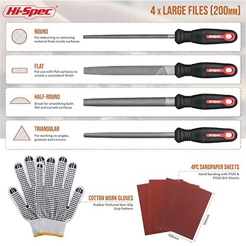 Hi-Spec Metal Hand and Small Mini Needle Steel File Set in a Carry Case - size: 16 pieces