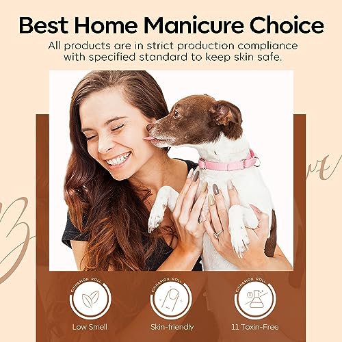 modelones Gel Nail Polish Set, 6 Colors Pearl Nude Brown Shimmer Glitter Gel Polish Kit, All Seasons Soak OFF LED Manicure Salon DIY Gift - color: Z-Cinnamon Brown