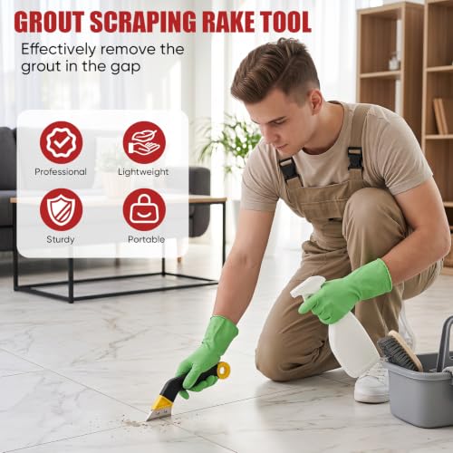 11-Piece Grout Removal Tool Set with 6 Alloy Blades for Tile Gaps