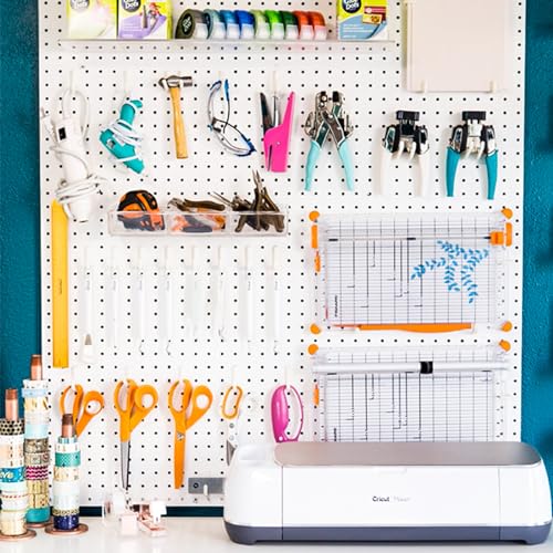 2 Pcs Metal Pegboard Wall Panels - 23.6” x 15.7” Pegboard Wall Organizer System for Walls, Small Peg Board Tool Storage, White Pegboard for Garage, Craft Room, Workbench, Kitchen, Office