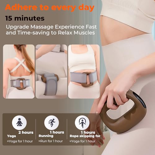 Deep Tissue Percussion Muscle Massage Gun: with Heat, Adjustable Intensity and Speed, Super Quiet, USB-C Rechargeable, Portable, Pain Relief for Athletes and Everyone, Ideal Gift（Brown） - color: Brown