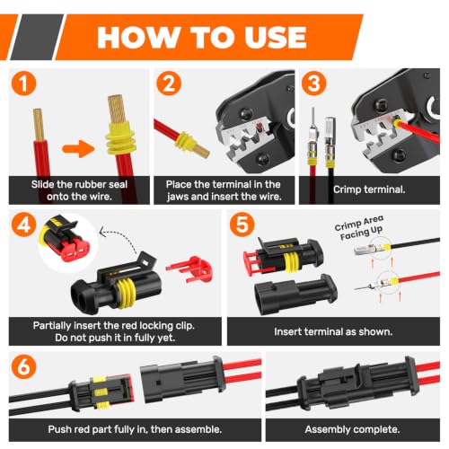 828PCS Waterproof Electrical Connectors with Ratcheting Crimper - size: 828