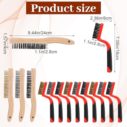 Kifmurase Wire Brush Set 12 Pcs Stainless Steel/Brass Wire Scratch Brush