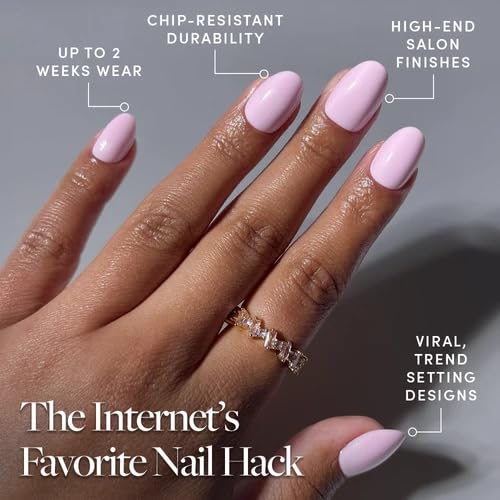 Glamnetic Press On Nails - Short Oval, Glossy Fake Nails 30 Pc Full Kit - color: 2F - Think Pink