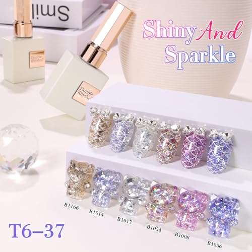 Double Rhythm 0.5Oz Glitter Gel Polish Shimmer Reflective Color for Nail Art Salon DIY Soak Off 15ml Nail Lamp Gel Polish at Home (Fairy Sparkle Rose-B1008) - color: Fairy Sparkle Rose