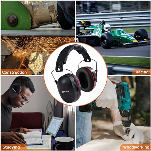 Safety Earmuffs for Ear Protection SNR 29 dB Noise Cancelling Ear muff Shooting Hunting Construction Noise Reduction - color: Black Red