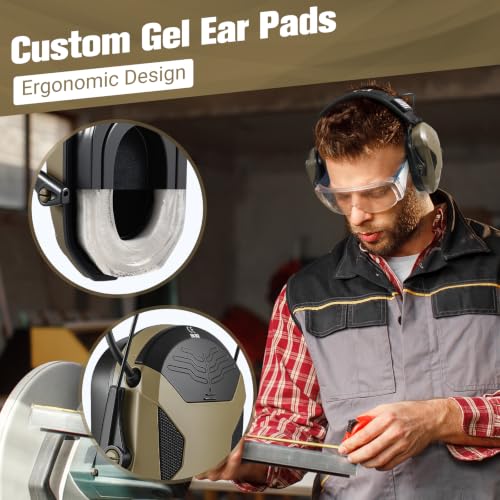 Electronic Shooting Ear Protection w/Gel Pads, 23dB NRR Active Noise Reduction & 3X Amplification Headset for Shooters - color: Brown