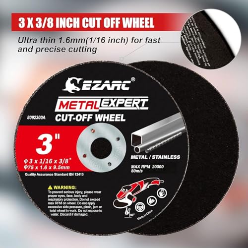 EZARC Metal Cut Off Wheels 3 x 1/16 x 3/8-Inch, 25-Pack - size: 25PCS 3” x 1/16” x 3/8”