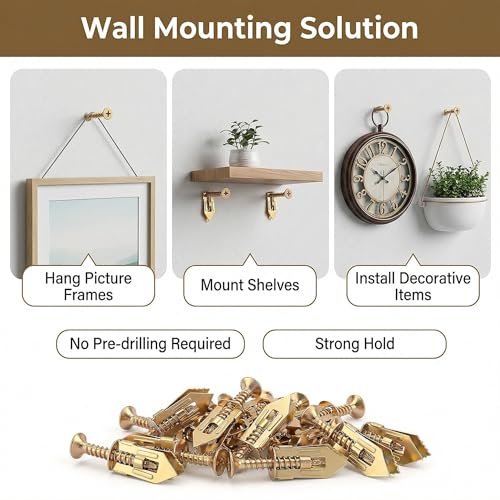 50Pcs Self Drilling Drywall Anchors with Screws Zinc Plated