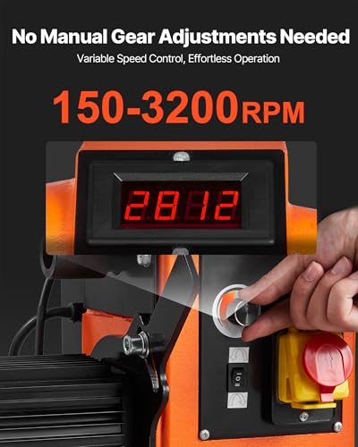 VEVOR 2 HP Wood Lathe, 18 x 40 Inches, 150–3200 RPM Variable Speed, Brushless DC Motor, Cast Iron Body, Tool Rest - size: 16" x 40"-2 HP