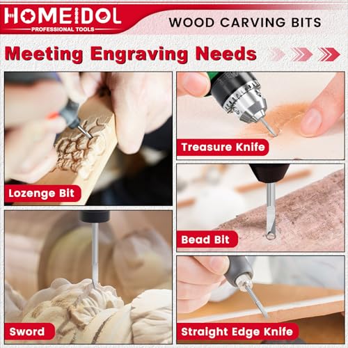 10Pcs Wood Carving Drill Bits Set for Dremel Rotary Tool Engraving Bits - style: 【10 PCS】10 Shapes