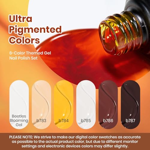 Beetles Fall Gel Polish Set with Blooming Gel, Amber Tortoise Marble Effect - color: A - Amber Brown | Amber Attraction