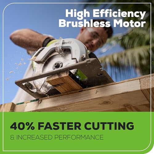 Greenworks 24V 7-1/4'' Circular Saw Brushless Cordless, with 4Ah Battery and 2A Charger - size: 7-1/4", style: 4.0 Ah Battery and Charger
