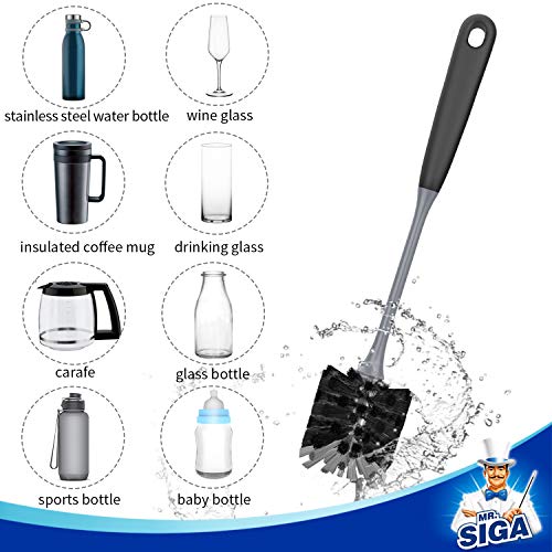 MR.SIGA Long Handle Bottle Brush, Non-Scratch Water Bottle Brush Cleaner - color: Black