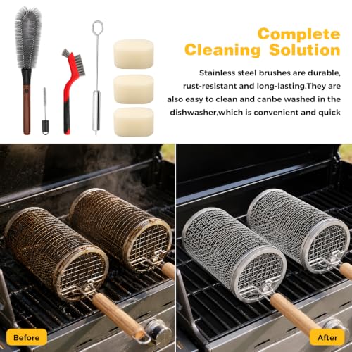 Grill Basket Crevice Cleaning Brush Kits for Mesh Grill Baskets