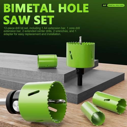 19-Piece Bi-Metal Hole Saw Kit with Quick Change Arbors in Sizes from 3/4" to 2-1/2" for Professional Wood, Thin Metal, PVC and Cutting - size: 3/4"-2-1/2"