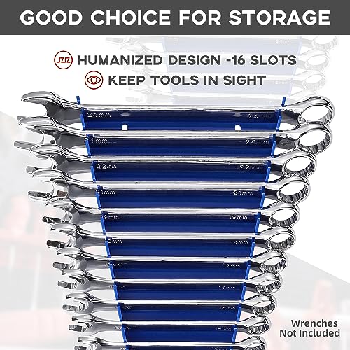 Reniteco Plastic Wrench Organizer, Premium High-density Wrench Holder, Large Wrench Racks for Wall and Tool Box, 96 Slots Fit SAE&Metric Wrench Tray(2Red&2Black&2Blue) - color: Mix-3, size: 6PC