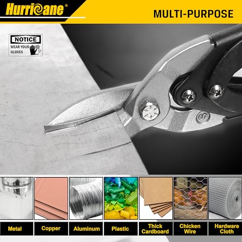 HURRICANE 10 Inch Aviation Tin Snips, Cr-Mo Aviation Snips for Cutting Metal Sheet, Heavy Duty Sheet Metal Cutter Shear, Straight Cut, High Leverage Aviation Snip, Up to 40% Labor Saving - size: 10 Inch High Leverage: Straight Cut