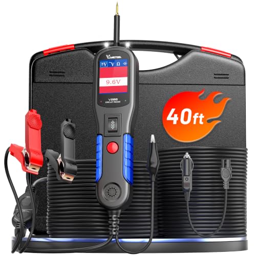 VDIAGTOOL V200 Automotive Circuit Tester, Power Circuit Probe Tester Kit, 12V-24V Short/Open Circuit Finder, AC/DC Diode Resistance Relay Fuse Component Test, Digital Voltmeter Ohmmeter, 40FT Cables