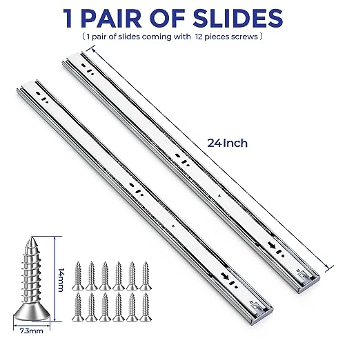 Ravinte Silver Soft Close Drawer Slides 24 Inch 1 Pairs 2 Pack - color: Silver, size: 24 Inch