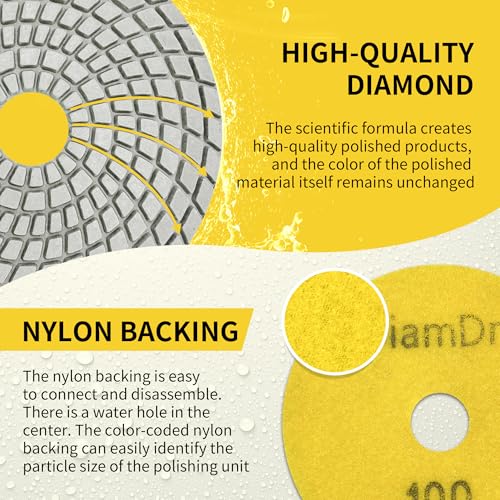 5 Inch Diamond Polishing Pads Tile Stone Diamond Sanding Pads Kit - size: 5-INCH