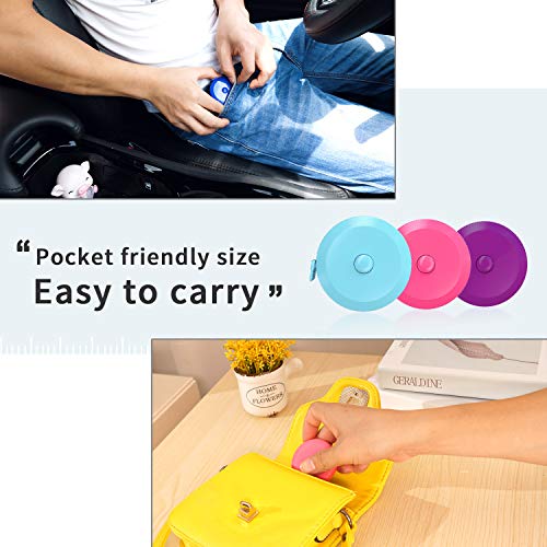 DiCUNO 3-Pack Soft Retractable Measuring Tape, 60-Inch 1.5 Meter, 3 Colors - color: 3 Colors (Purple/Sky Blue/Pink)