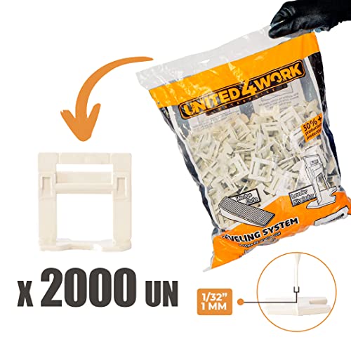 Tile Leveling System 1/32" - Professional And DIY Kit - Includes 2000 Tile Leveling Clips - Easy To Use Tiling Installation Tools - (1,0 mm) - Only Clips - size: 2000 Pcs 1/32" (1,0 mm)