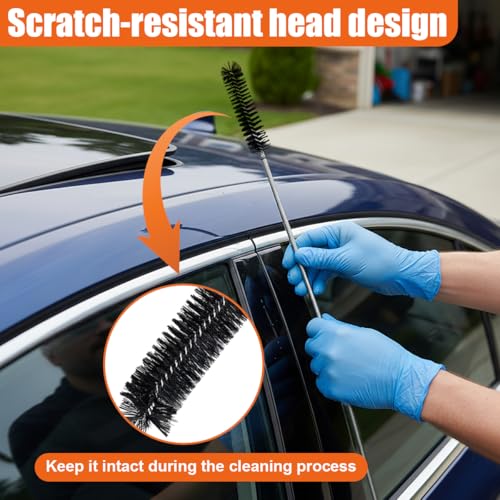 78 Inch Flexible Long Drain Brush, Nylon Stainless Steel Cleaner Tool, Feeding Tube Cleaning Brush, Drain Hole Cleaner, Double Ended Hose Pipe Brush for Car, Fridge. Pipe, Sink (200CM) - size: 200CM