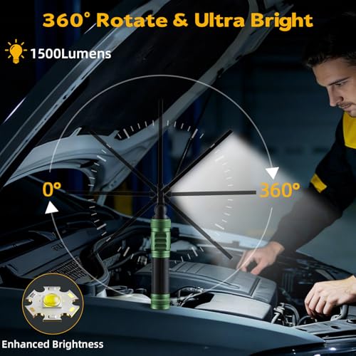 LNRYY Rechargeable Magnetic LED Work Light/Flashlight for Mechanics - color: Green