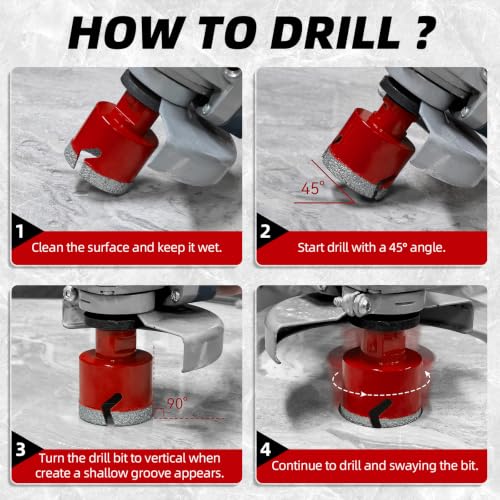 Diamond Hole Saw Kit, Tile Hole Saw Kit Vacuum Brazed 11Pcs (1/4"-5") - size: 6/8/10/25/35/50/75/127MM/2"/20MM