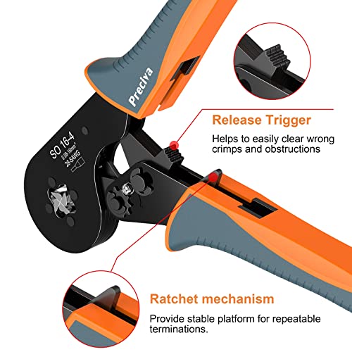 Wire Ferrule Crimping Tool, Preciva Square Jaw Wire Crimping Pliers AWG 28-5 Self-Adjustable Ratchat Ferrule Terminals Crimper for Wire Terminals Cables End-sleeves