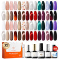 modelones Cat Eye Gel Nail Polish Kit Jelly 32PCS 28Colors Glitter - color: A0-Blooming Winter